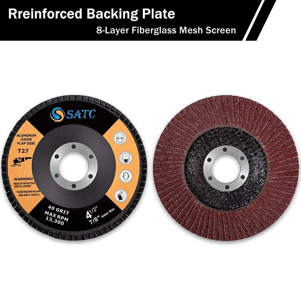 USA Local Stock 20pcs 4.5''x7/8'' T27 Flap Discs 40 60 80 120 Grit Sanding Grinding Wheels Abrasive Tools for Grinder