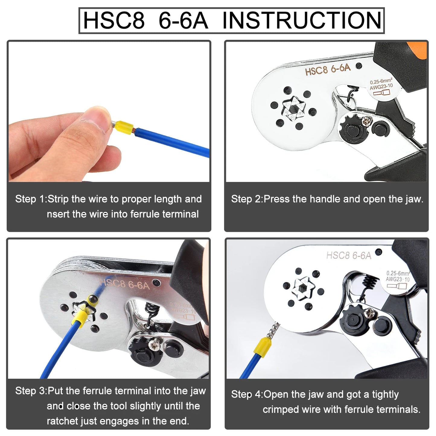 Tubular Ferrule Crimping Toolbag with Wire Connectors Self-adjustable Ratchet Wire Crimper for Electrical Wire Connectors Set