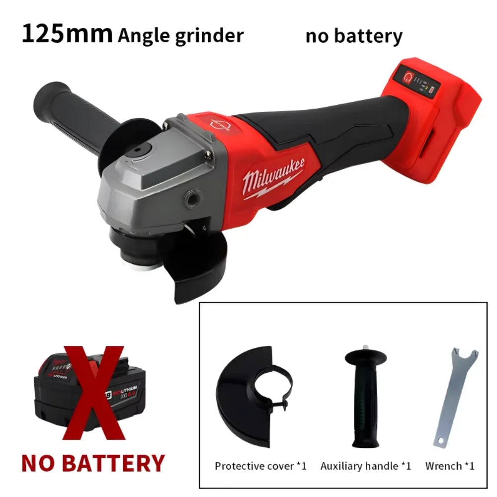 Milwaukee 100/125mm Brushless Angle Grinder Polishing Cutting Machine No-Lock Paddle Switch Electric Cordless Power Tools