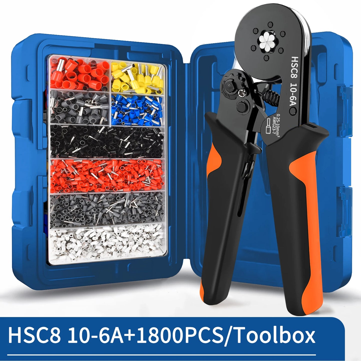 Tubular Ferrule Crimping Toolbag with Wire Connectors Self-adjustable Ratchet Wire Crimper for Electrical Wire Connectors Set