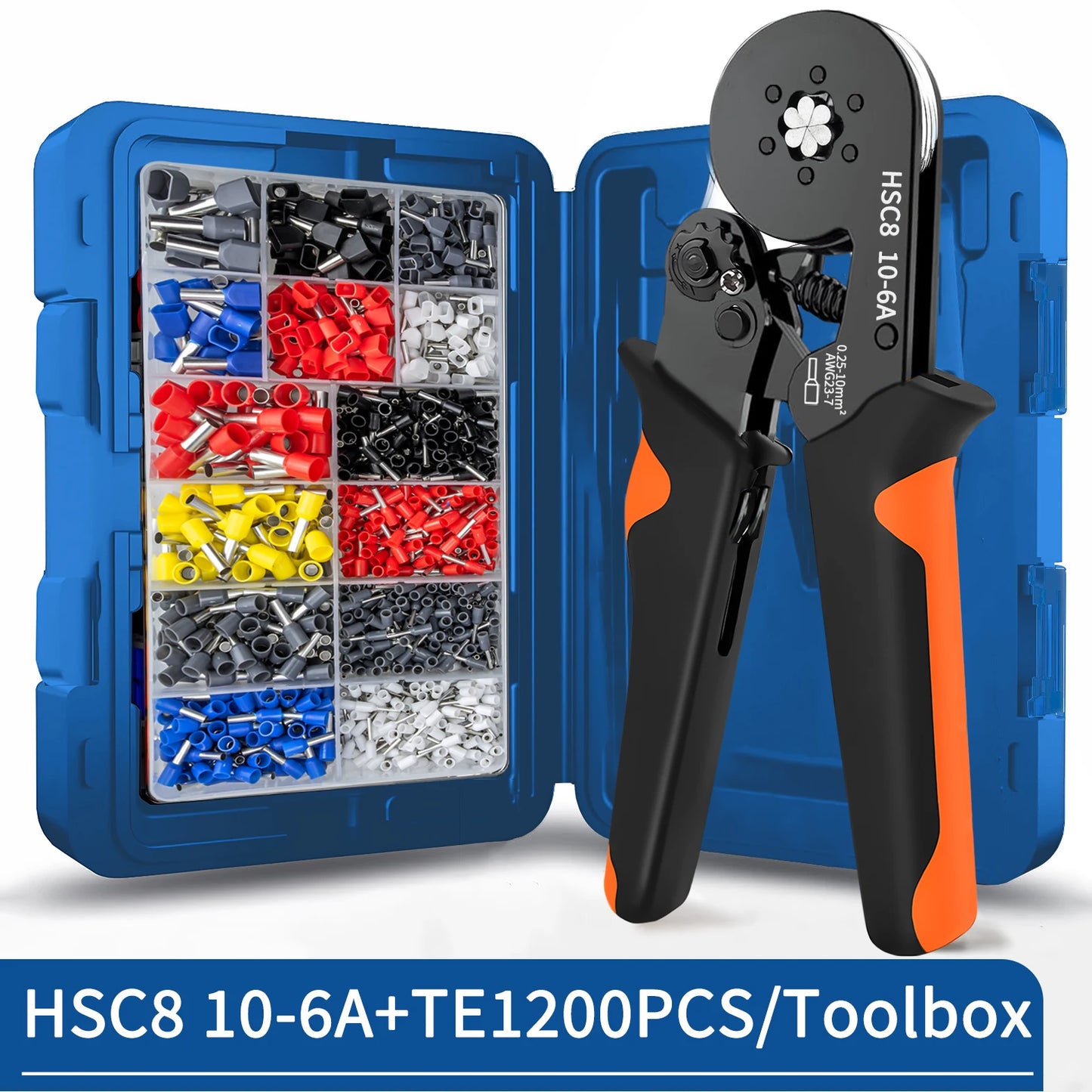 Tubular Ferrule Crimping Toolbag with Wire Connectors Self-adjustable Ratchet Wire Crimper for Electrical Wire Connectors Set