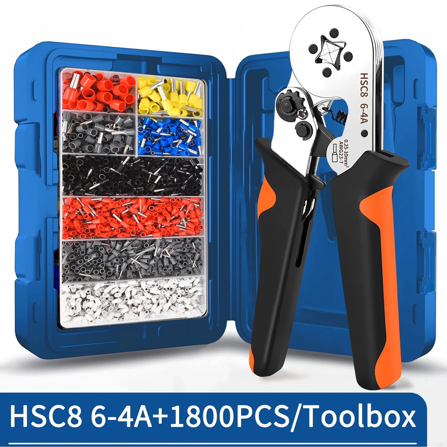 Tubular Ferrule Crimping Toolbag with Wire Connectors Self-adjustable Ratchet Wire Crimper for Electrical Wire Connectors Set