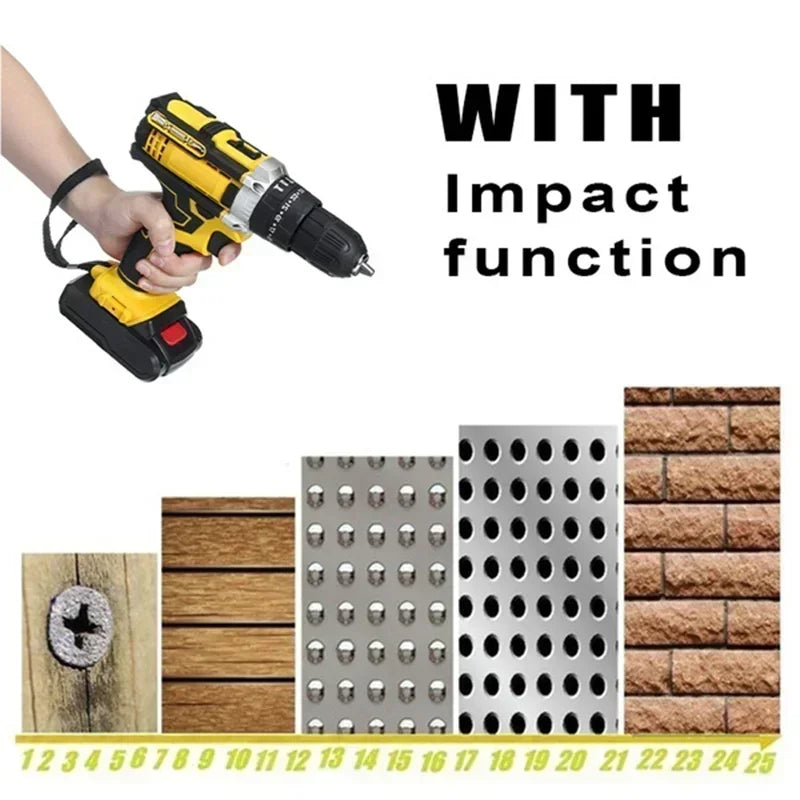 Gisam 25+3 Torque Electric Screwdriver 2 Gears Cordless Electric Drill Multifunctional Wireless Power Driver Power Tool