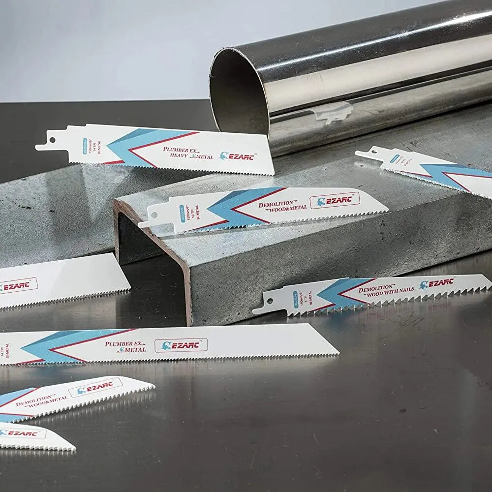 EZARC 5PCS Reciprocating Saw Blade Bi-Metal Cobalt Sabre Saw Blades for Thin Metal Cutting 6-Inch 18TPI R622PT