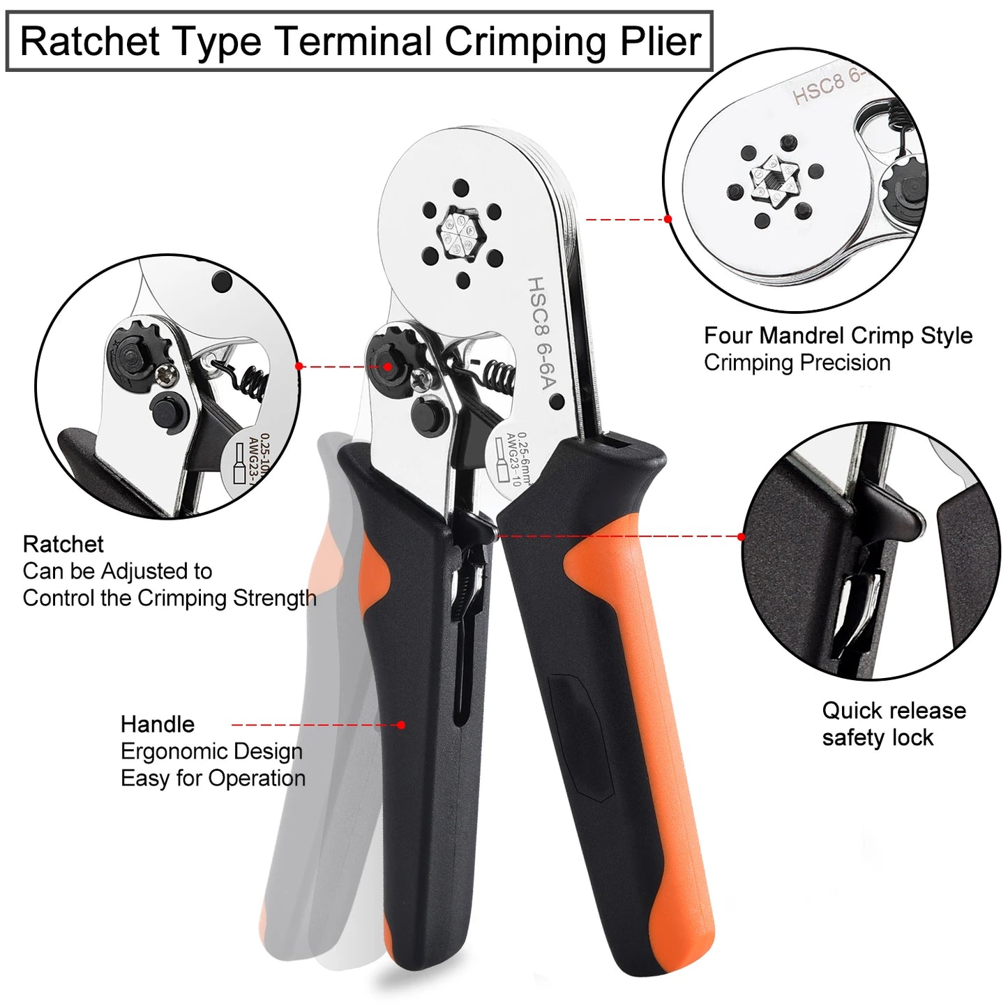 Tubular Ferrule Crimping Toolbag with Wire Connectors Self-adjustable Ratchet Wire Crimper for Electrical Wire Connectors Set
