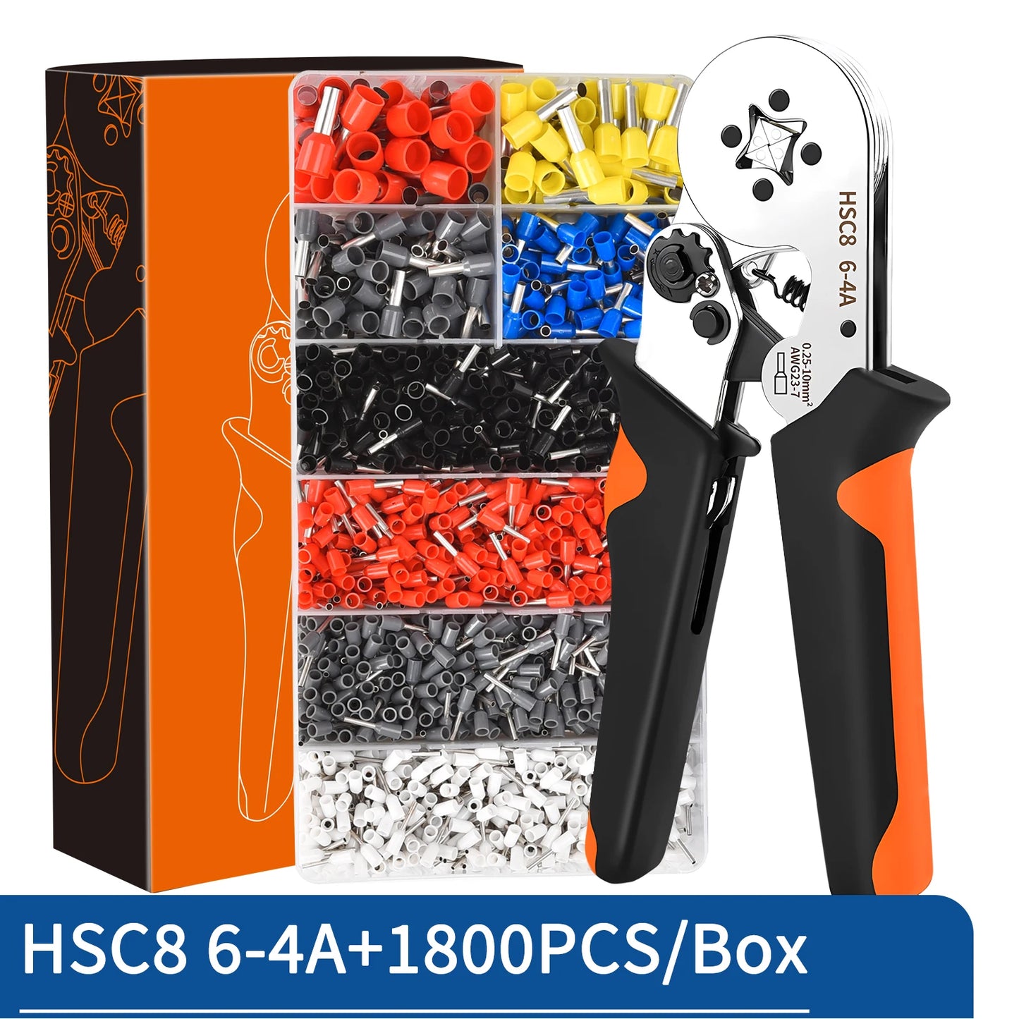 Tubular Ferrule Crimping Toolbag with Wire Connectors Self-adjustable Ratchet Wire Crimper for Electrical Wire Connectors Set