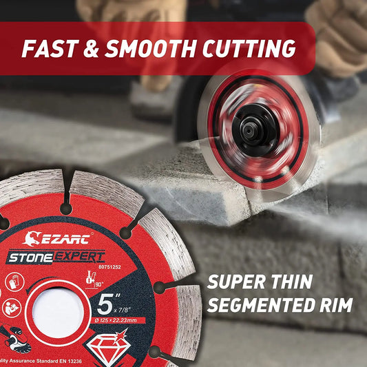 EZARC 5'' & 4.5'' 2pcs Diamond Blade Segmented Diamond Saw Blades for Angle Grinder Stone Blade Cutting Concrete Srick Block