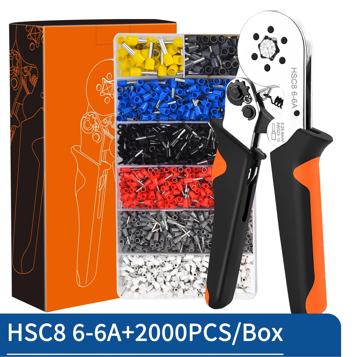 Tubular Ferrule Crimping Toolbag with Wire Connectors Self-adjustable Ratchet Wire Crimper for Electrical Wire Connectors Set
