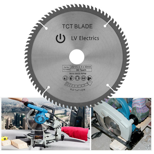 Saw Cutting Blade Wood Cutting Blade 210mm 80 Teeth Bore Diameter 30mm Circular Saw Blade with 3 O Rings Wood Cutting Disc