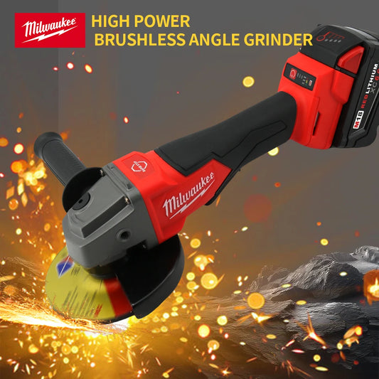 Milwaukee 100/125mm Brushless Angle Grinder Polishing Cutting Machine No-Lock Paddle Switch Electric Cordless Power Tools