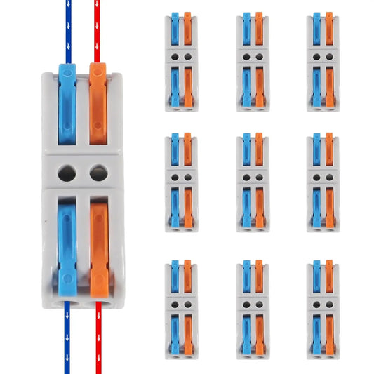 10PCS Lever Wire Connectors, 2 in 2 Out Quick Wire Connectors, Electrical Lever Nuts Wire Connectors Push-in Conductor Terminal