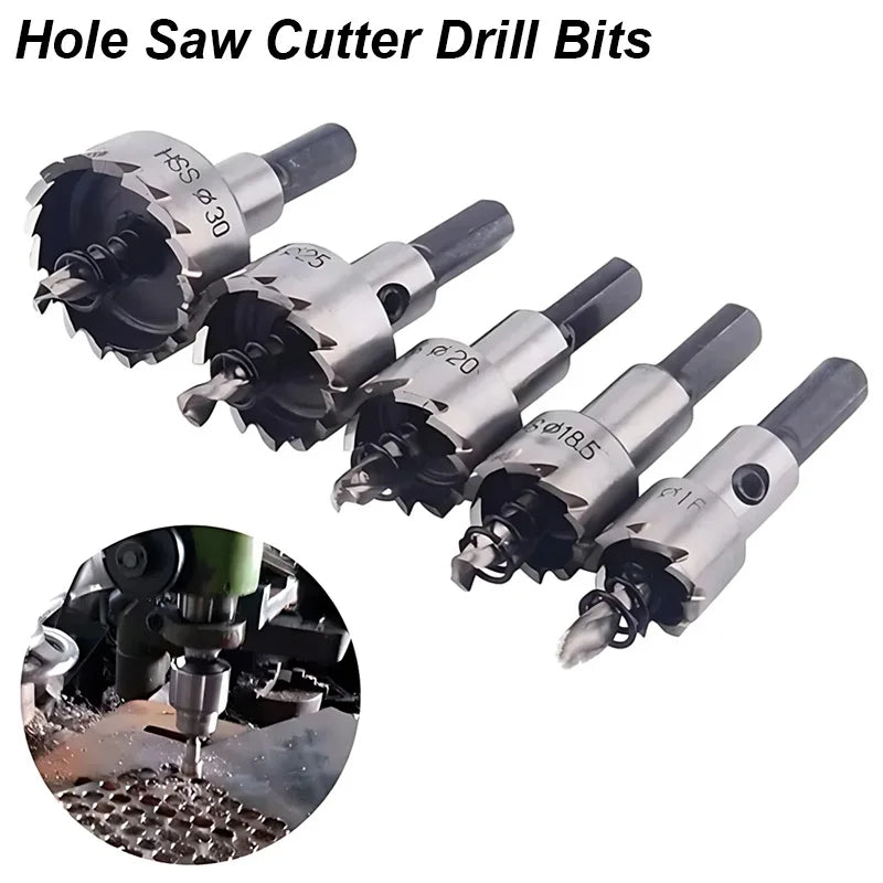 Hole Saw Cutter Drill Bit Set - High-Speed Steel Core for Precision Cutting in Wood, Soft Metal, Plastic, PVC, and Stainless Steel - Power Tool Compatible"